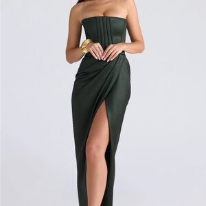 House of cb Carelle satin Strapless Green Dress - brand new